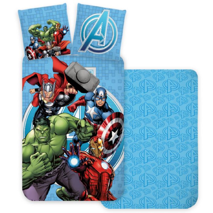 Avengers Sengetøj 140x200 Cm Marvel Helte Sengetøj Med Hulk  Captain America  Thor Og Iron Man- Sengesæt   100  Bomuld