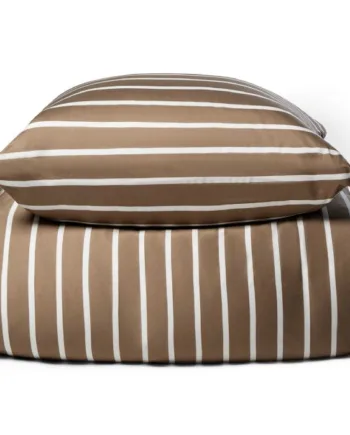 Bambus Sengetøj 100  Naturligt Bambus 140x200 Cm Stribet Beige Satinvævet Sengesæt