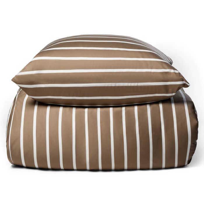 Bambus Sengetøj 100 Naturligt Bambus 140x200 Cm Stribet Beige Satinvævet Sengesæt