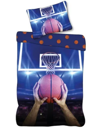 Basketball Sengetøj 140x200 Cm Vendbart Sengesæt Med Basketball Motiv 100  Blødt Bomulds Sengelinned