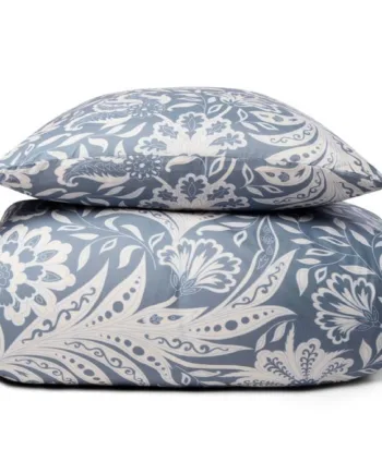 Blomstret Sengetøj Blåt Microfiber Sengesæt 140x200 Cm In Style Sengelinned