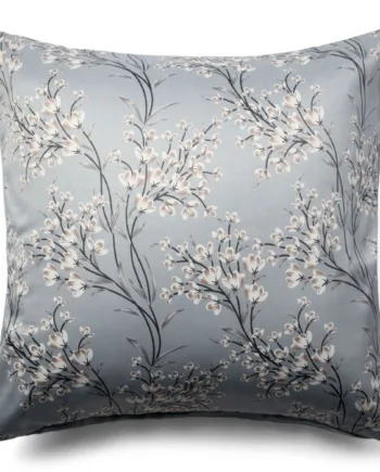 Blomstret Pudebetræk 60x63 Cm Lyseblåt Hovedpudebetræk   Vendbart Design Satin Pudebetræk In Style