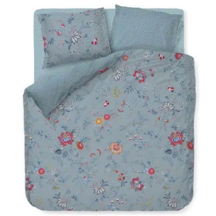 Blomstret Sengetøj 140x220 Cm Flower Festival Blue Sengelinned Med Dobbeltsidet Design 100 Bomuld Pip Studio