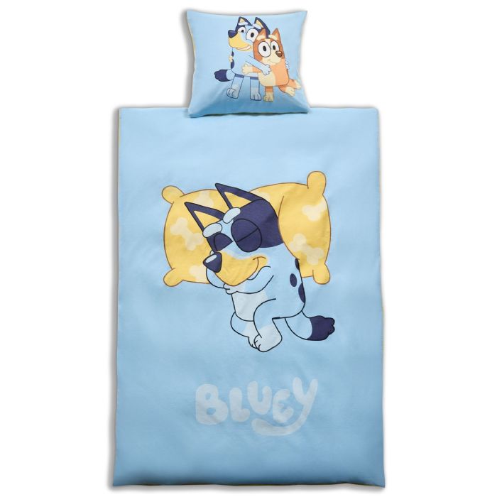 Bluey Sengetøj Blødt Og Lækkert 100  Bomuldsflonel Sovende Bluey 140x200cm       Design Sengesæt