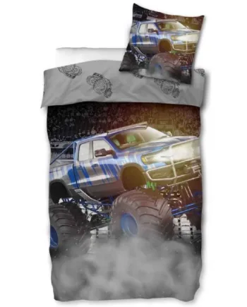 Børnesengetøj 140x200 Cm Monstertruck Vendbart Design Sengesæt   100  Bomuld Sengetøj Til Børn
