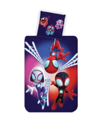 Børnesengetøj 140x200 Cm Spidey Sengesæt Med Vendbart Design 100  Bomuld