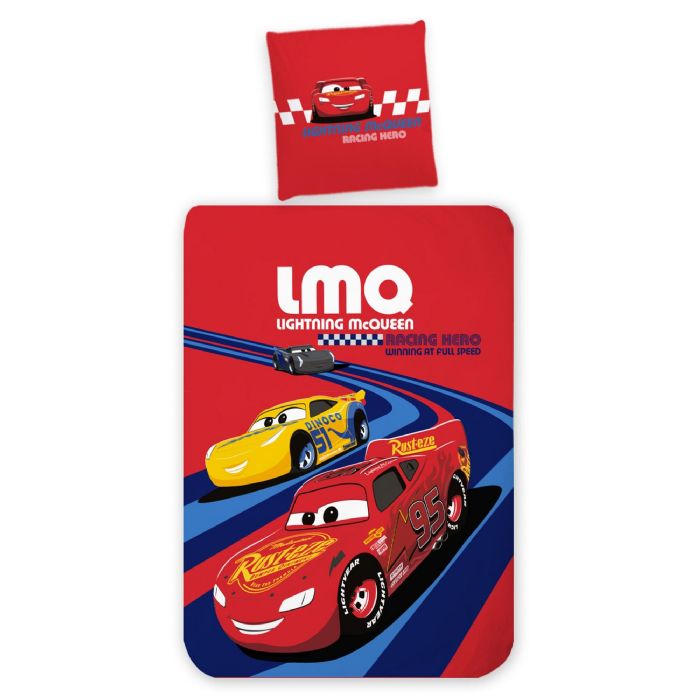 Cars Sengetøj 100x140 Cm Junior Sengesæt Med Lynet Mcqueen Vendbart Motiv 100  Bomulds Sengelinned