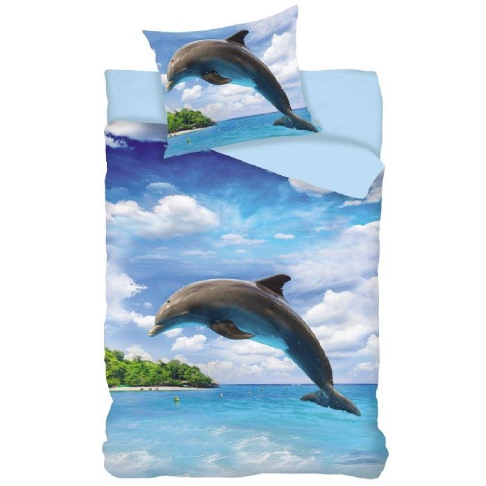 Sengetøj 150x210 Cm Delfin Sengesæt 100  Bomuld Sengetøj Til Børn
