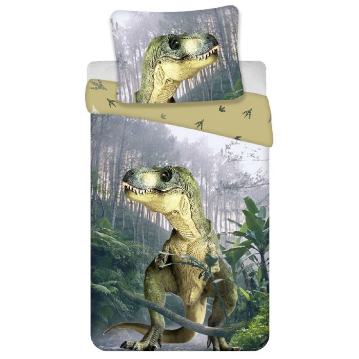Dinosaur Sengetøj 140x200 Cm Sengesæt   100  Bomuld Vendbart Dynebetræk