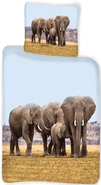 Elefant Sengetøj 140x200 Cm Elefant Familie Sengesæt   100  Bomuld