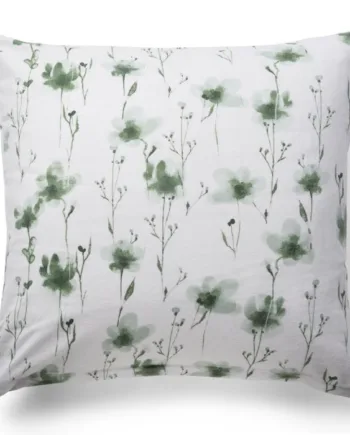 Flonel Pudebetræk 60x63 Cm Blødt Blomstret Pudebetræk Flower Green 100  Bomuldsflonel By Night Hovedpudebetræk