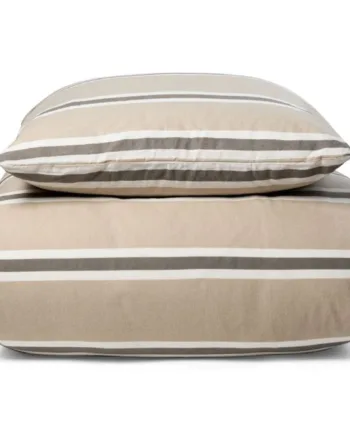 Flonel Sengetøj 140x200 Cm Stripe Beige 100  Bomulds Flonel Nordstrand Home Sengesæt