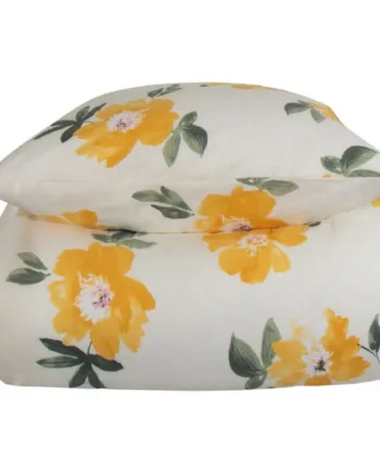 Flonel Sengetøj 140x220 Cm Blomstret Sengetøj Gul 100  Bomuld Gardenia Gul Nordstrand Home Sengesæt