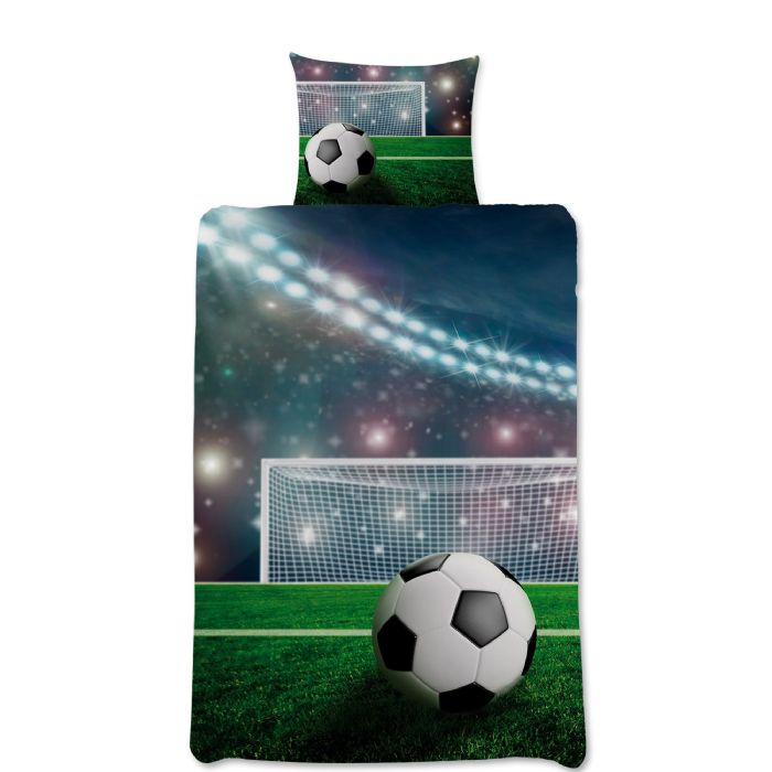 Fodbold Sengetøj 140x200 Cm Stadion Fodbold Dynebetræk Med Vendbart Design 100  Bomulds Sengesæt