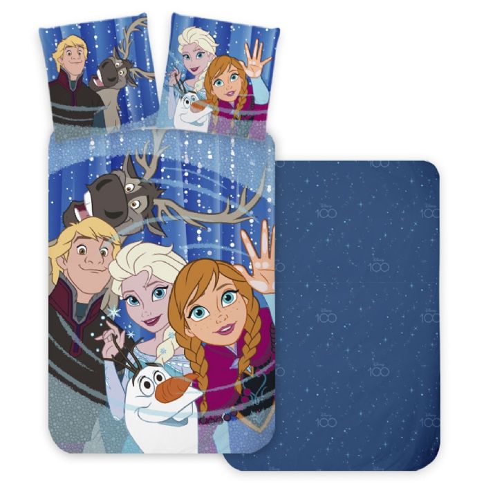 Frost Sengetøj 140x200 Cm Anna  Elsa  Svend Christoffer Og Olaf 100  Bomulds Sengesæt Frozen