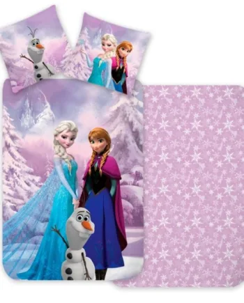 Frost Sengetøj 100  Blødt Bomuld Og Vendbart Betræk 140x200 Cm Med Motiver Af Anna  Elsa Og Olaf