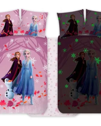 Frost Sengetøj 100  Blødt Bomuld Vendbart Selvlysende Junior Sengesæt 100x140 Cm Anna Og Elsa Sengelinned