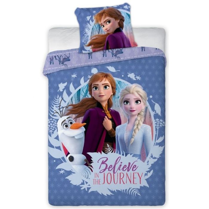 Frozen Junior Sengetøj 100x140 Cm Frost   Anna Og Elsa Junior Sengesæt       Design 100  Bomuld