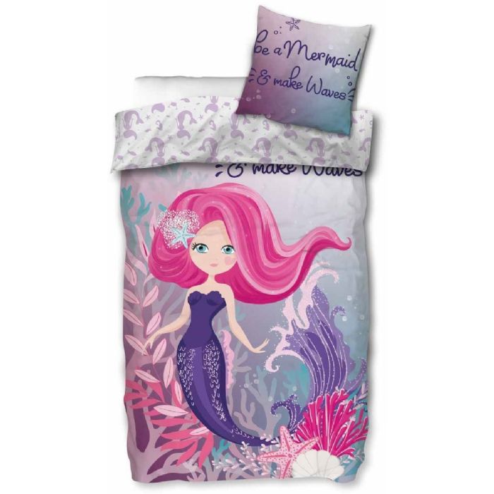Havfrue Sengetøj 140x200 Cm Be Mermaid Dynebetræk Med Vendbart Design 100 Bomulds Sengesæt