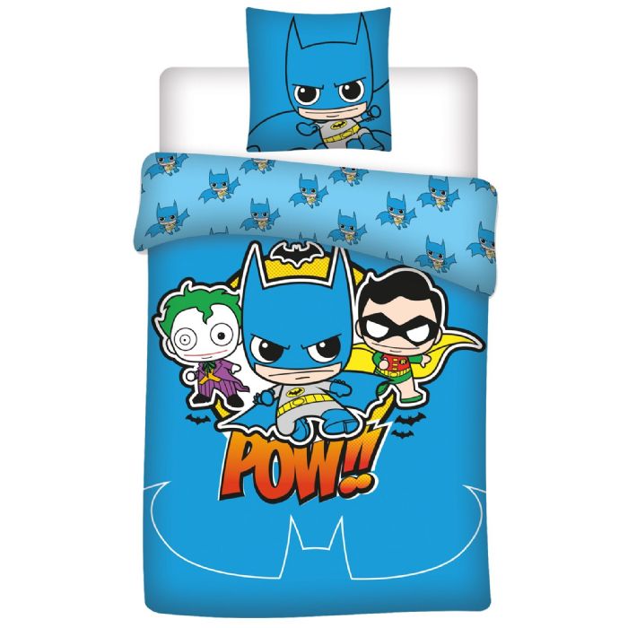 Junior Sengetøj 100x140 Cm Batman Dc Sengesæt Junior Vendbart Design 100  Bomuld