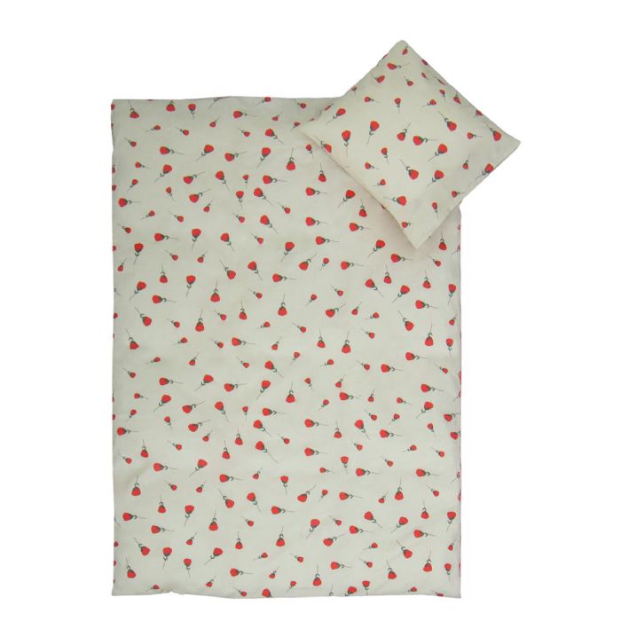 Junior Sengetøj 100x140 Cm Beige Sengesæt Med Roser 100  Blødt Bomulds Sengelinned