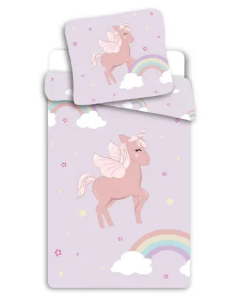 Junior Sengetøj 100x140 Cm Unicorn Sengesæt Med Enhjørning       Design 100  Bomuld