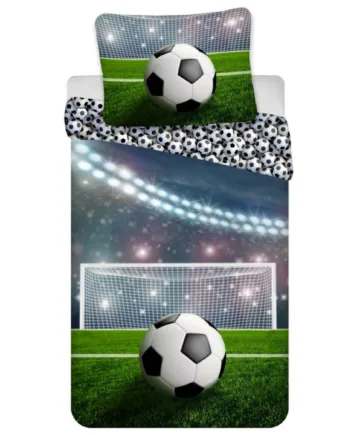 Junior Sengetøj 100x140 Cm Vendbart Fodbold Sengesæt Med Straffespark 100  Blødt Bomulds Sengelinned