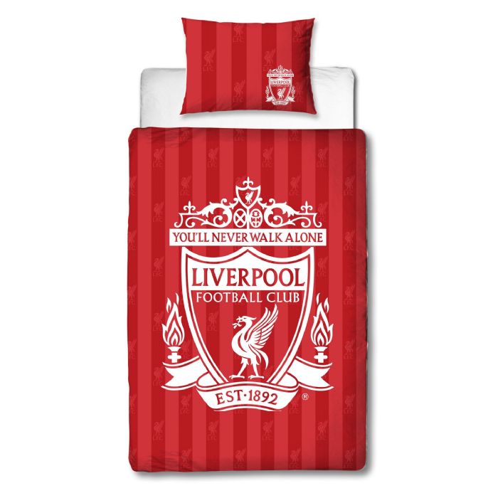 Liverpool Sengetøj Rødt Vendbart Sengesæt Med Logo 140x200 Cm 100 Bomulds Sengelinned Fodbold Sengetøj