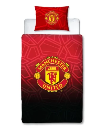 Manchester United Sengetøj Rødt Vendbart Sengesæt Med Logo 140x200 Cm 100  Bomulds Sengelinned Fodbold Sengetøj