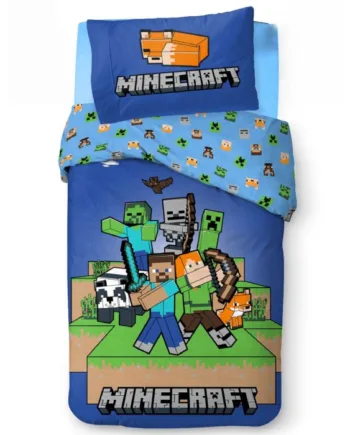 Minecraft Sengetøj 140x200 Cm Vendbart Design Med Motiv Af Bl    Zombie Og Creeper Ready To Survive 100  Bomulds Sengelinned