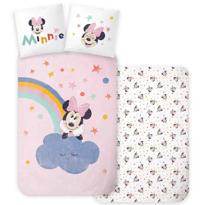 Minnie Mouse Sengetøj 140x200 Cm Vendbart Sengesæt Med Minnie Mouse 100 Blødt Bomulds Sengelinned