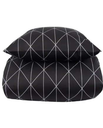 Mønstret Sengetøj 150x210 Cm 100  Blødt Bomuldssatin Graphic Harlekin Black By Night Sengesæt