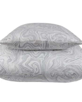 Mønstret Sengetøj 140x200 Cm 100  Blødt Bomuldssatin Marble Light Grey By Night Sengesæt