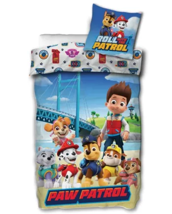 Paw Patrol Sengetøj 100  Blødt Bomuld 140x200 Cm Dynebetræk Roll With The Patrol Vendbart Design Sengesæt