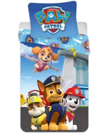 Paw Patrol Sengetøj 140x200 Cm Hvalpe Venner : Chase Rubble  Skye Og Marshall Vendbart Design Dynebetræk   100  Bomuld