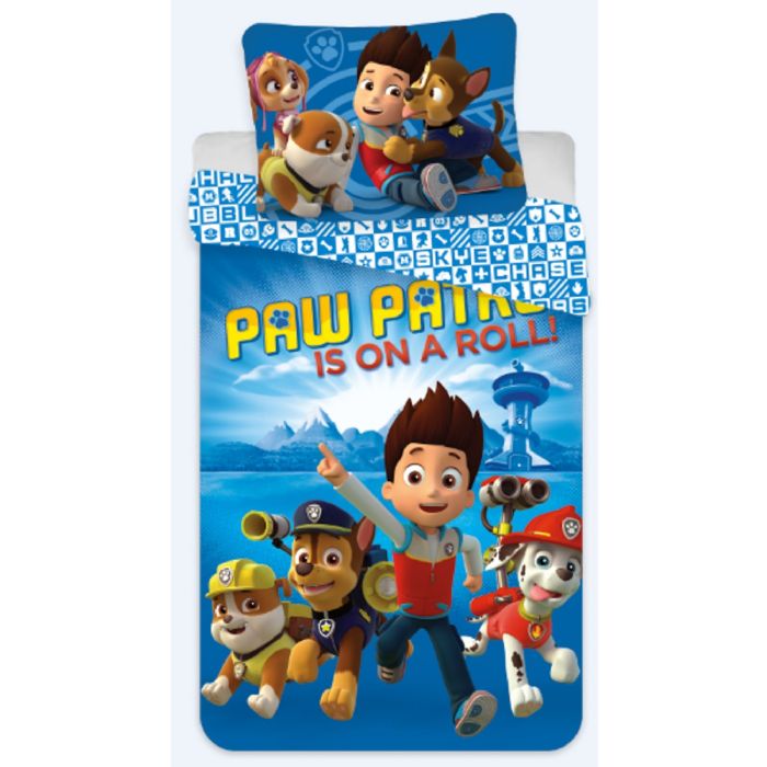 Paw Patrol Sengetøj 140x200 Cm Is On Roll Paw Patrol Vendbart Design Sengesæt 100 Bomuld