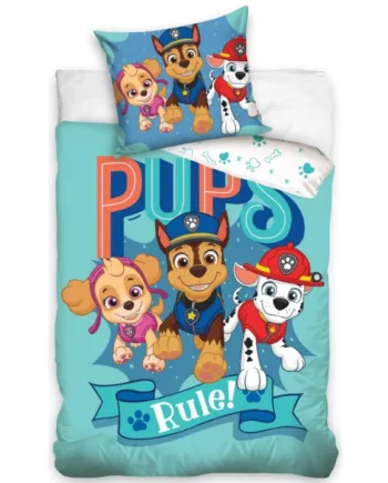 Paw Patrol Sengetøj 150x210 Cm Pups Rule  Dynebetræk Med       Design 100  Bomulds Sengesæt