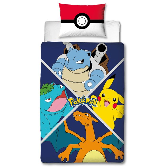 Pokemon Sengetøj 140x200 Cm Pikachu Vendbart Sengesæt 100  Blød Bomuld