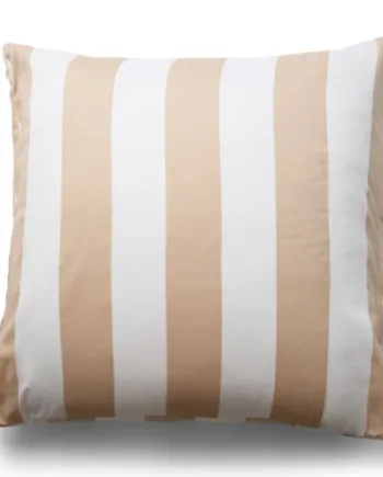 Pudebetræk   100  Blødt Og Lækkert Bomuldssatin 60x63 Cm Naturfarvet Og Hvidt Nordic Stripe Pudebetræk Fra By Night