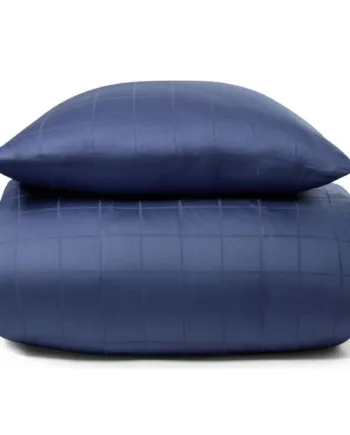 Sengetøj 150x210 Cm Blødt  Jacquardvævet Bomuldssatin Check Blå By Night Sengesæt