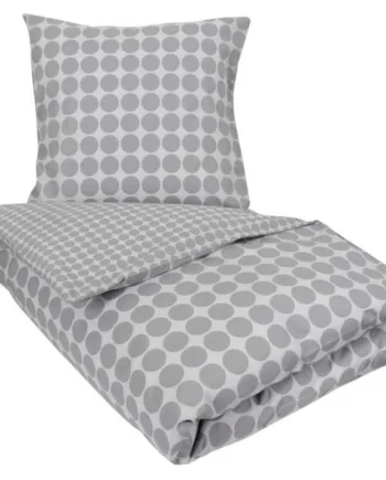 Sengetøj 150x210 Cm Circle Grey Prikket Sengetøj 100  Bomuld Borg Living Sengesæt