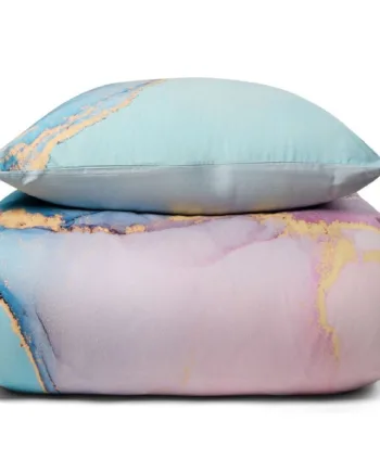 Sengetøj Digital Printet Bomuldssatin 200x220 Cm Marble Multi Dynebetræk Til Dobbeltdyne 100  Bomuldssatin Sengesæt