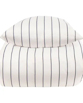 Dobbelt Sengetøj 200x220 Cm Hvidt Stribet Sengesæt Borg Living Dobbelt Dynebetræk   Polycotton