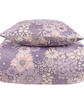 Dobbelt Sengetøj 200x220 Cm Lilla Blomstret Sengesæt Borg Living Dobbelt Dynebetræk   Polycotton