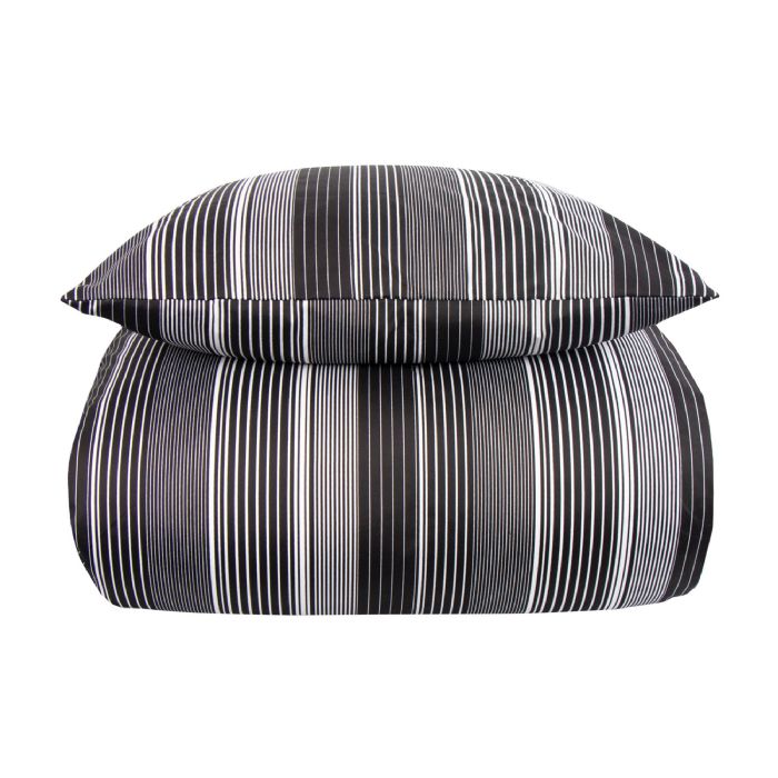 Sengetøj 140x200 Cm Stripe Sort Sengesæt In Style Sengelinned Mikrofiber
