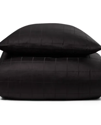 Sengetøj 150x210 Cm Blødt  Jacquardvævet Bomuldssatin Check Sort By Night Sengesæt