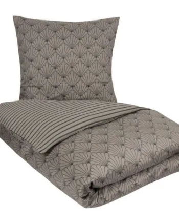 Sengetøj 150x210 Cm Vendbart Design   100  Bomuldssatin Fan Grey Sengesæt Fra By Night