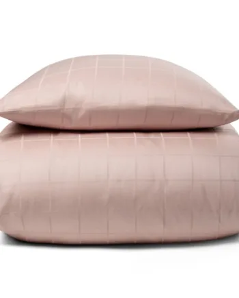 Sengetøj 140x220 Cm Blødt  Jacquardvævet Bomuldssatin Check Rosa By Night Sengesæt