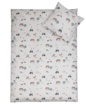 Sengetøj 70x100 Cm Baby Sengesæt Med Bondegårds Motiver 100  Bomulds Sengelinned Nordstrand Home