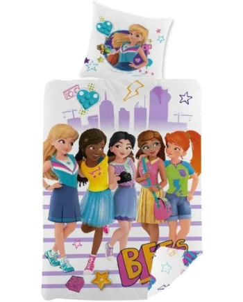 Sengetøj 140x200 Cm Lego Friends Dynebetræk Med Vendbart Design 100  Bomulds Sengesæt